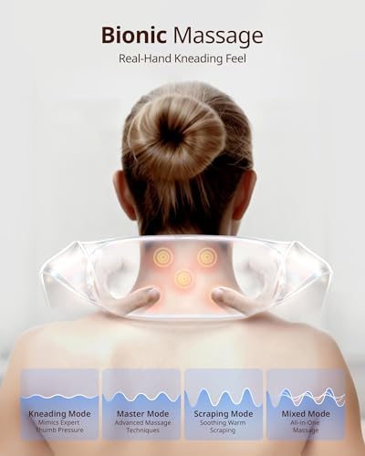 Shiatsu Neck and Back Massagers with Heat, 150 Mins Uses, 4 Modes & Adjustable Massage Head, Electric 3D Deep Tissue Kneading for Shoulder, Leg, Muscle Soreness, Pain Relief, Relaxation for Women, Men