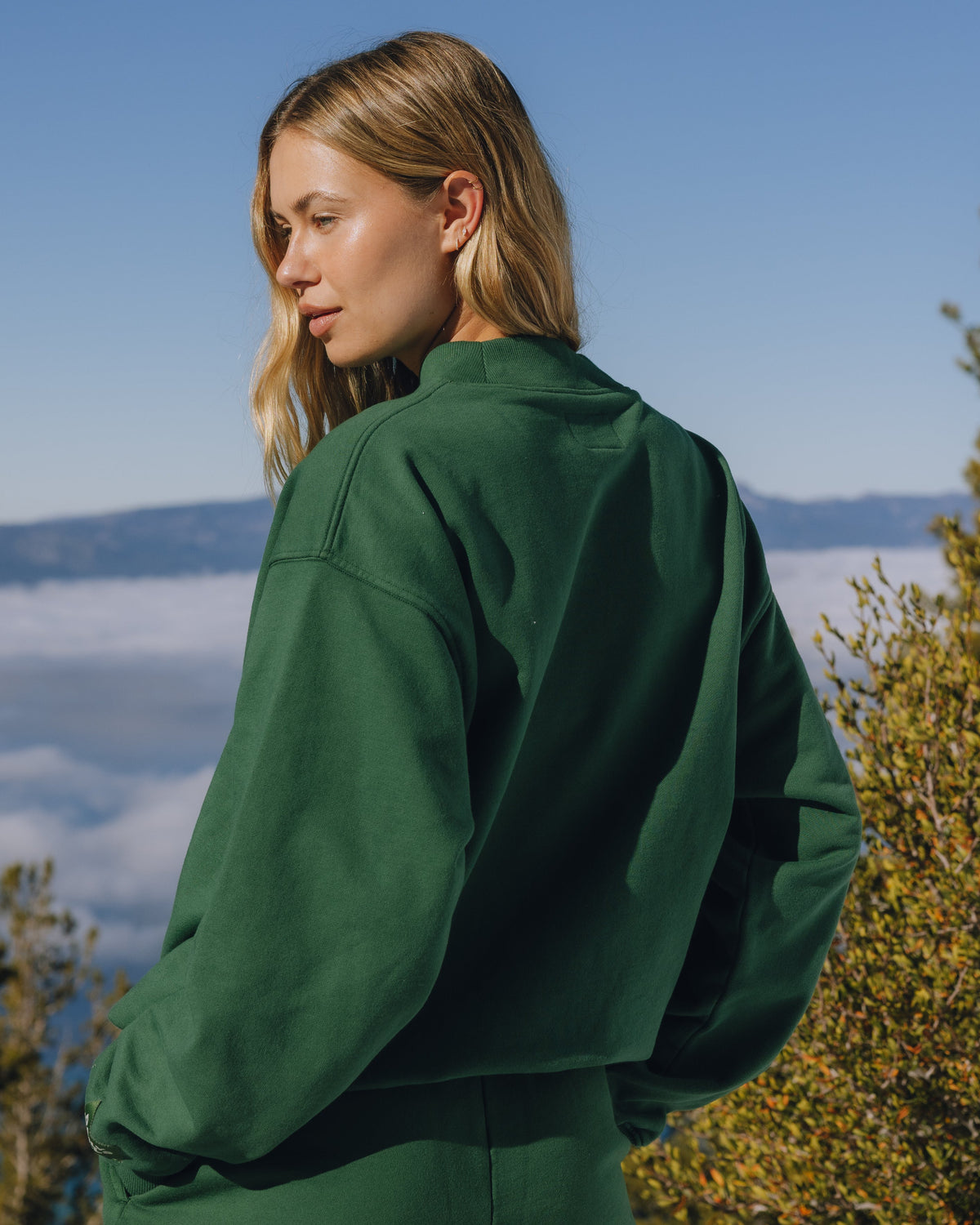 Oversized Vintage Ski + Surf Crew - Forest Green