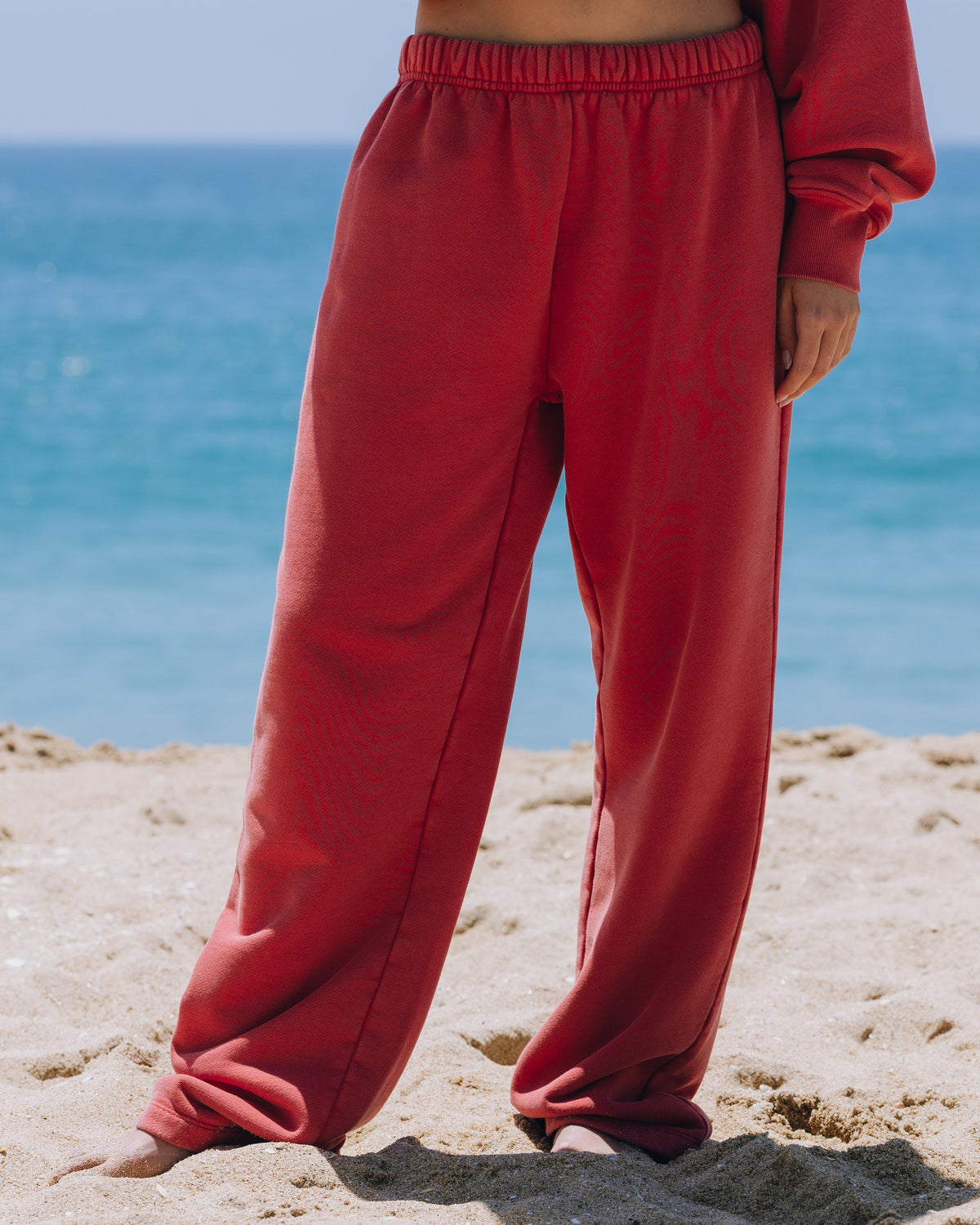 Heavyweight Straight Leg Sweatpants - Sunbleached Vintage Red
