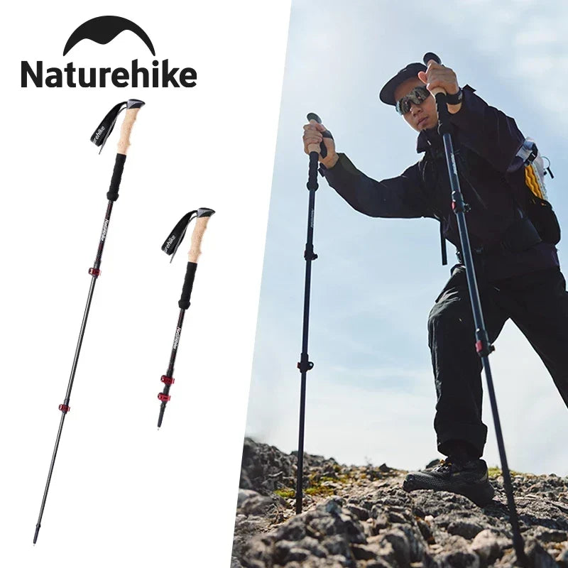 Naturehike Carbon Fiber Trekking Poles 2 Pack Telescopic Sticks